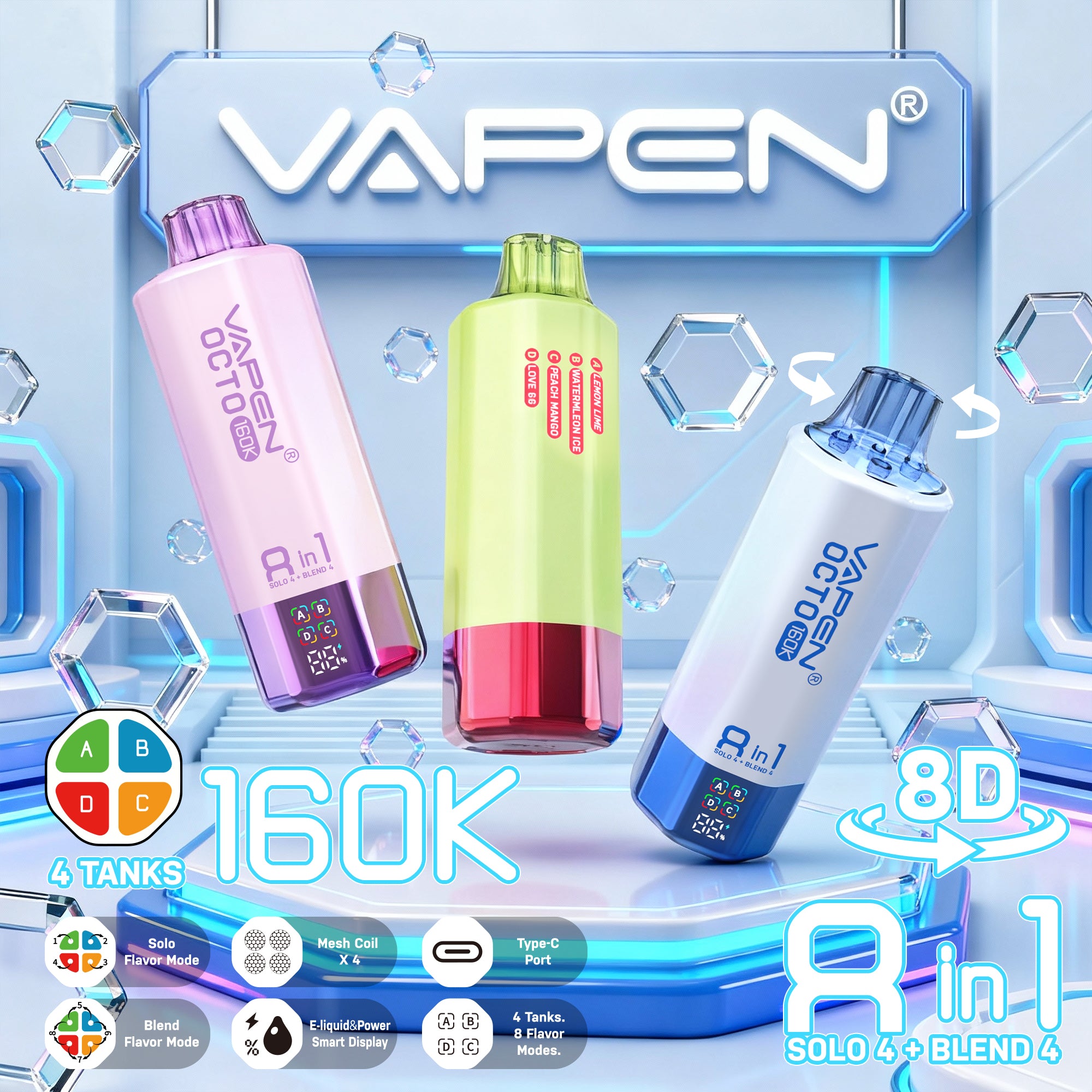 rin bar vape EU Warehouse VAPEN OCTO 8IN1 160K Puffs Disposable Vape Wholesale – Vapz Vape Wholesale