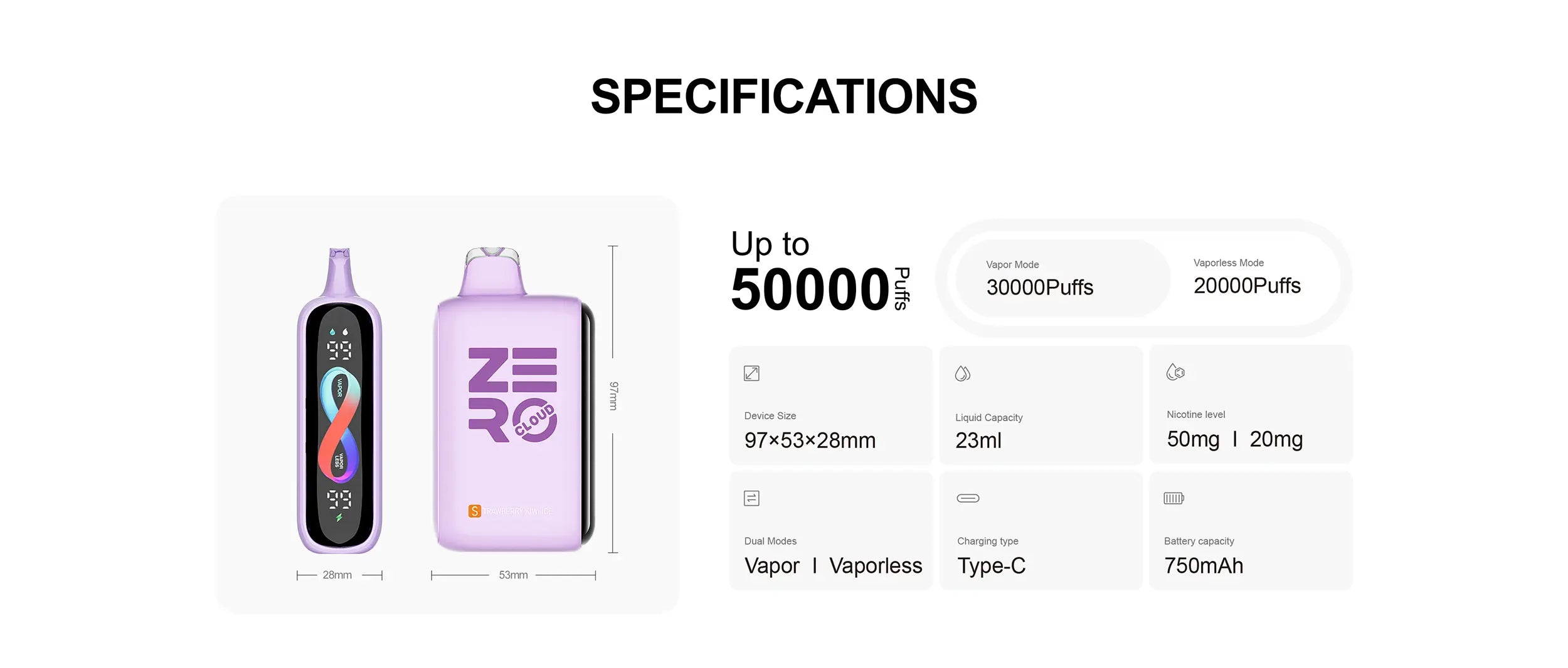 Sikary Cloud Zero 50000 Puffs Smoke-Free Disposable Vape Wholesale - Vapz Vape Wholesale