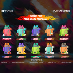 VAPTEX PUFFEASE D30000 Puffs Disposable Vape Wholesale - Vapz Vape Wholesale