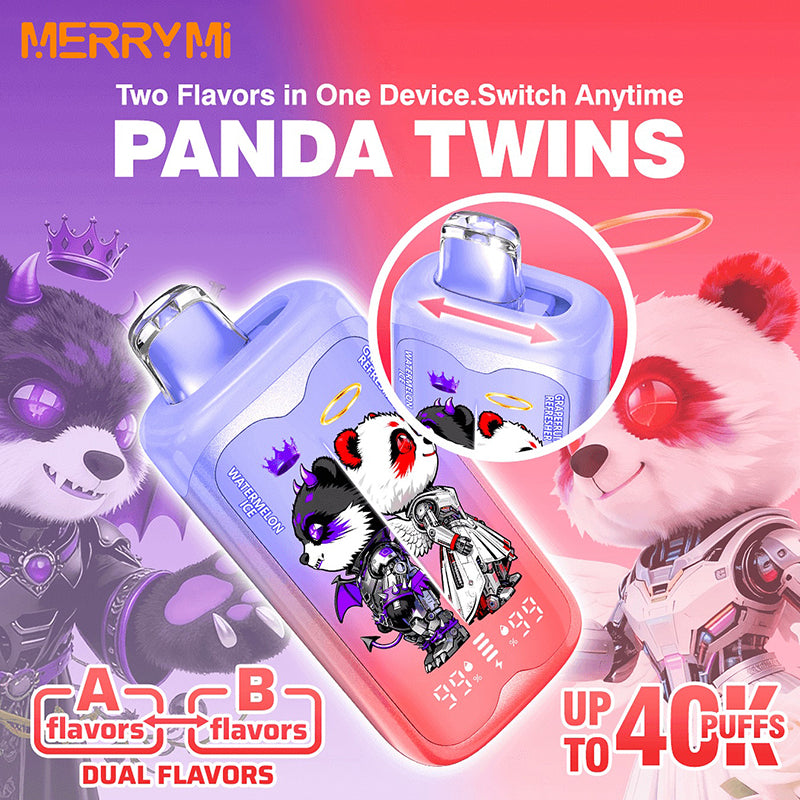 two flavors in one vape Merrymi PANDA TWINS 2IN1 40000 Puffs Disposable Wholesale – Vapz Vape Wholesale Flavor:Coconut Grove Lost Mary MT35000 Turbo cruelty free