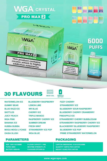 WGA Crystal Pro Max 2 6000 Puffs Vape Wholesale - Vapz Vape Wholesale