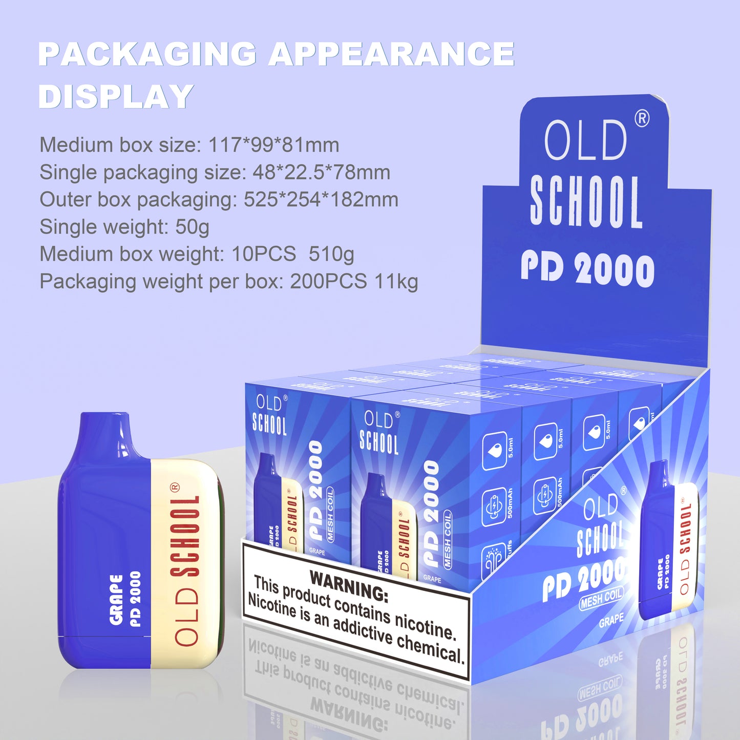 OLD School PD2000 Puffs Disposable Vape Wholesale - Vapz Vape Wholesale