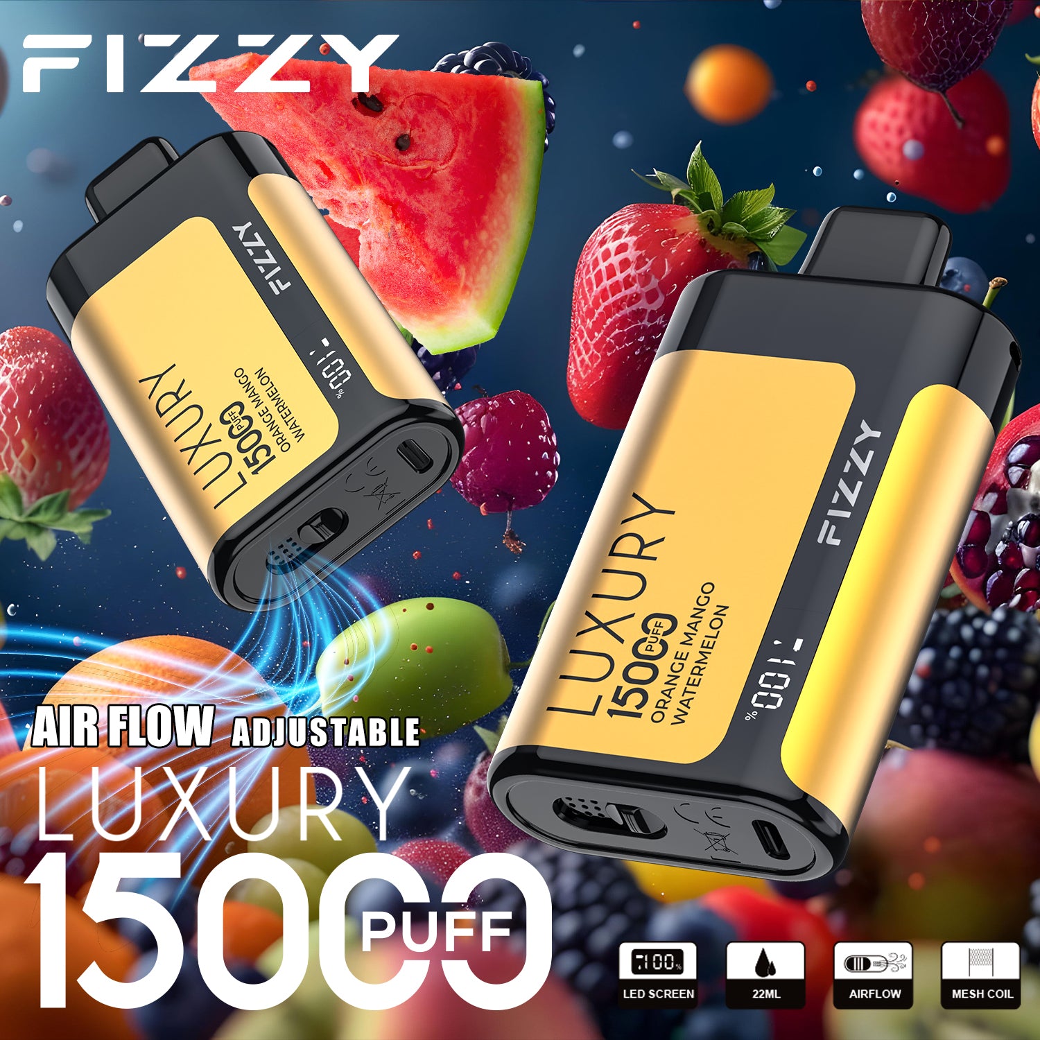 Fizzy LUXURY  15000 Puffs Disposable  Vape Wholesale