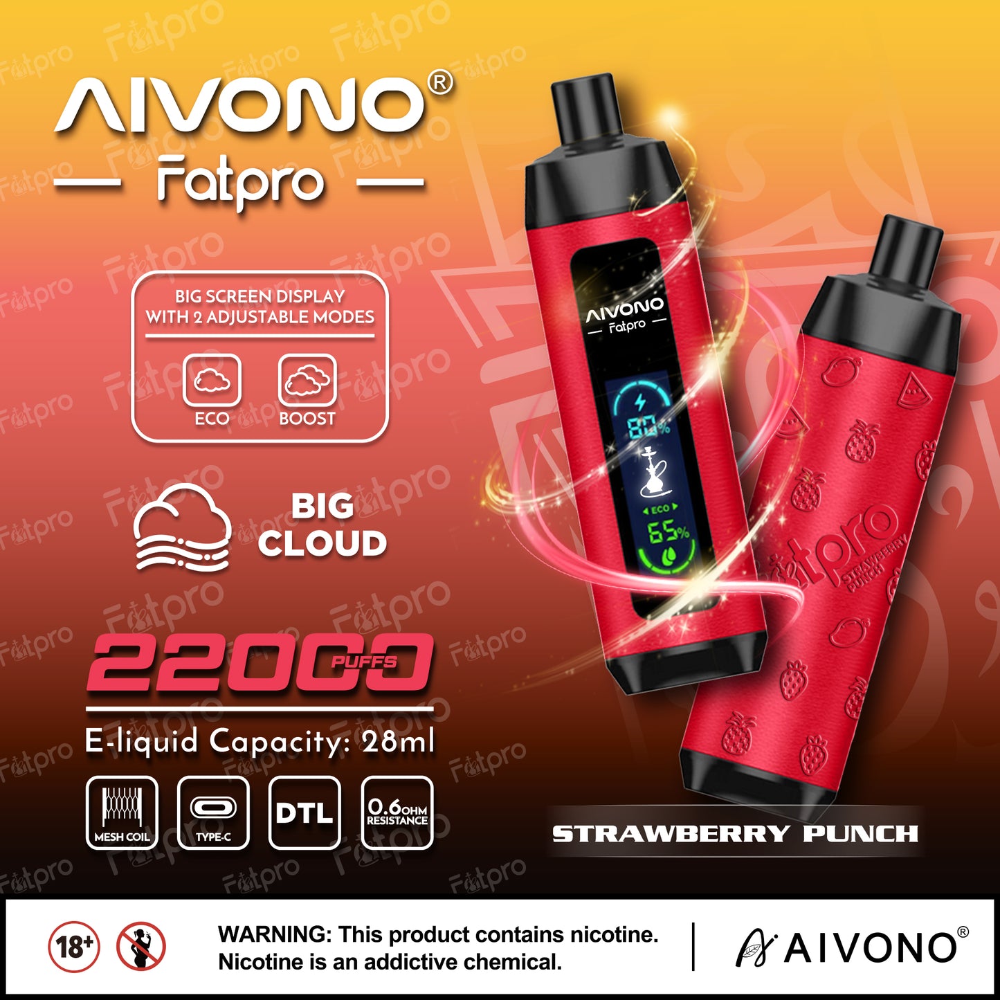 AIVONO FATPRO 22000 Puffs Disposable Vape Wholesale