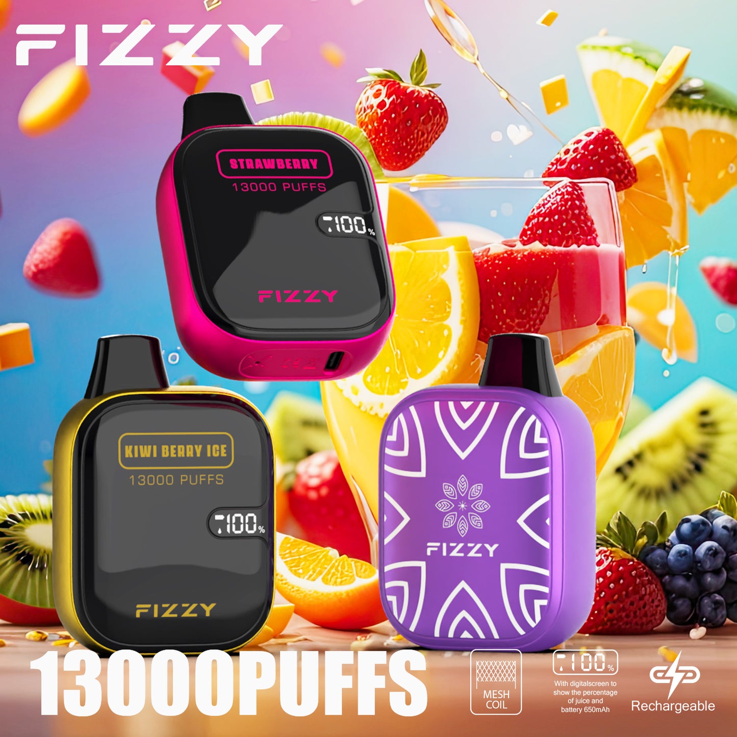 FIZZY BOOM 13000 затяжек одноразовый вейп оптом