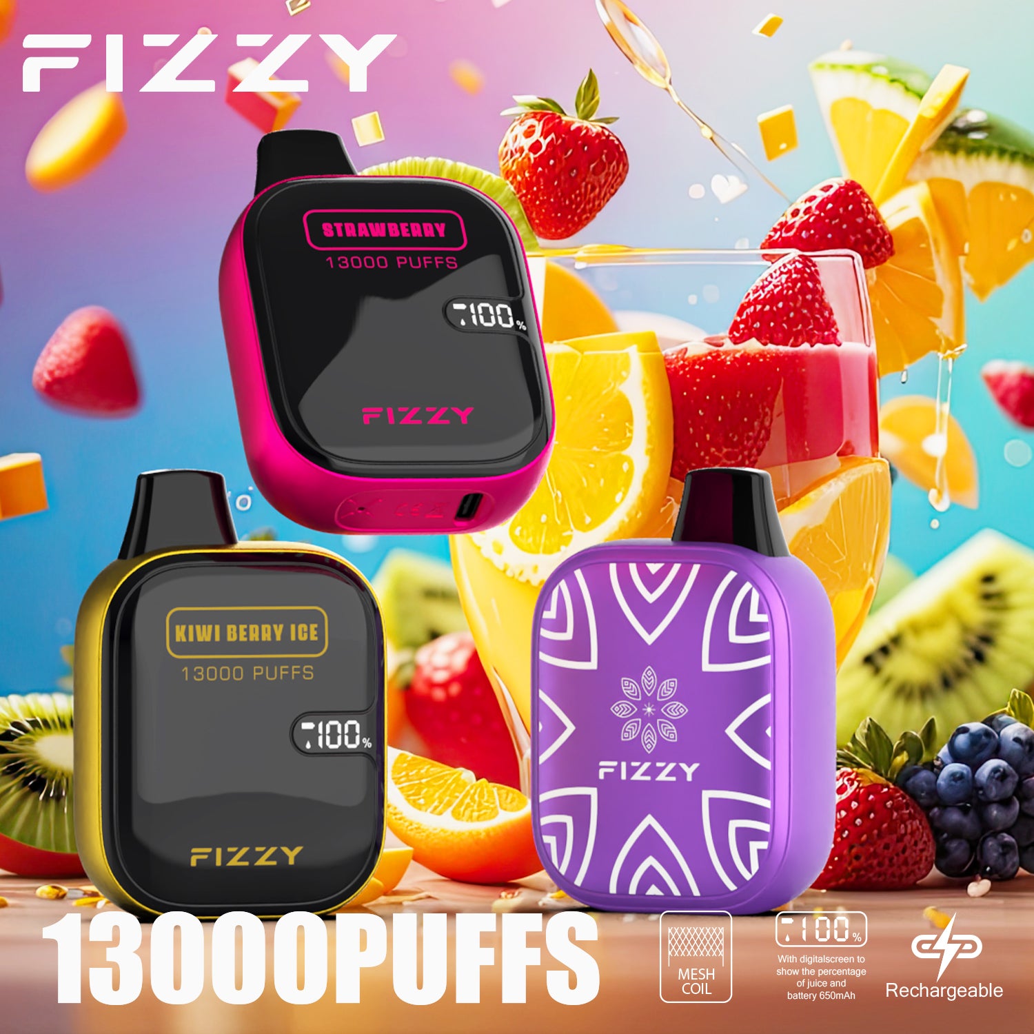 Fizzy BOOM  13000 Puffs  Disposable Vape Wholesale