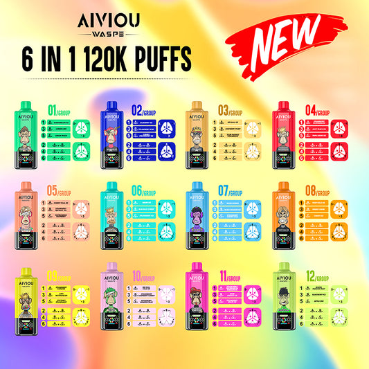 EU Warehouse WASPE AIVIOU 6 in 1 150000 Puffs Disposable Vape Wholesale - Vapz Vape Wholesale