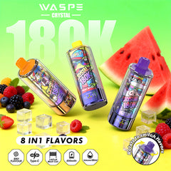 EU Warehouse WASPE Crystal 8 in 1  180K Puffs 68ml Disposable Vape Wholesale