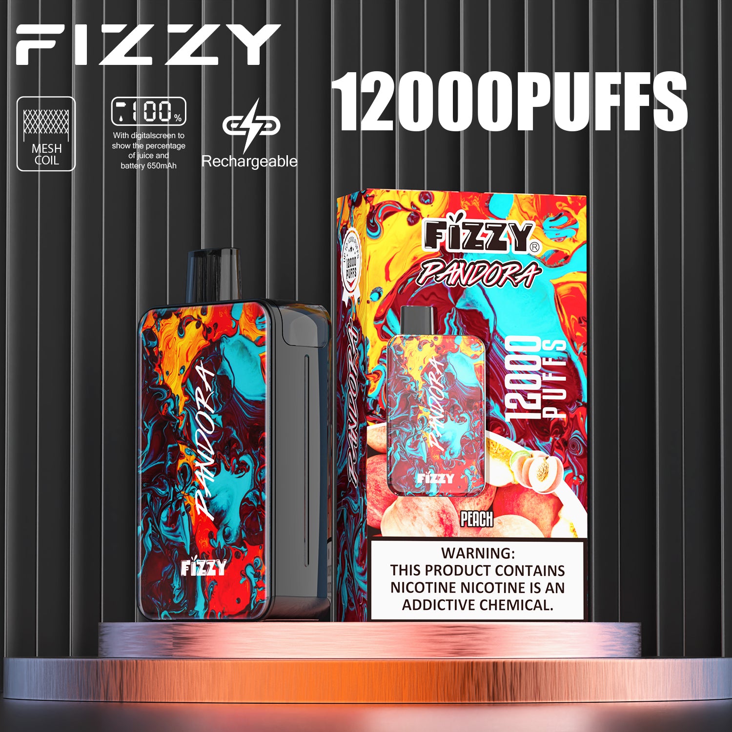 Fizzy PANDORA  12000 Puffs Disposable  Vape Wholesale