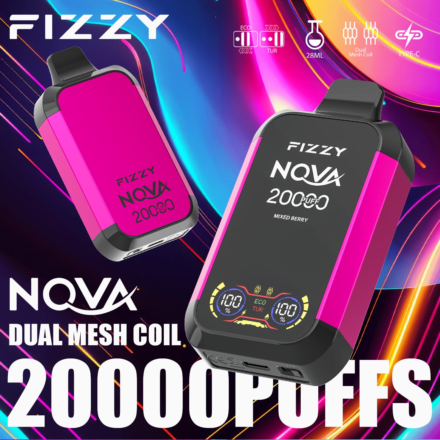 Fizzy NOVA  20000 Puffs Disposable  Vape Wholesale