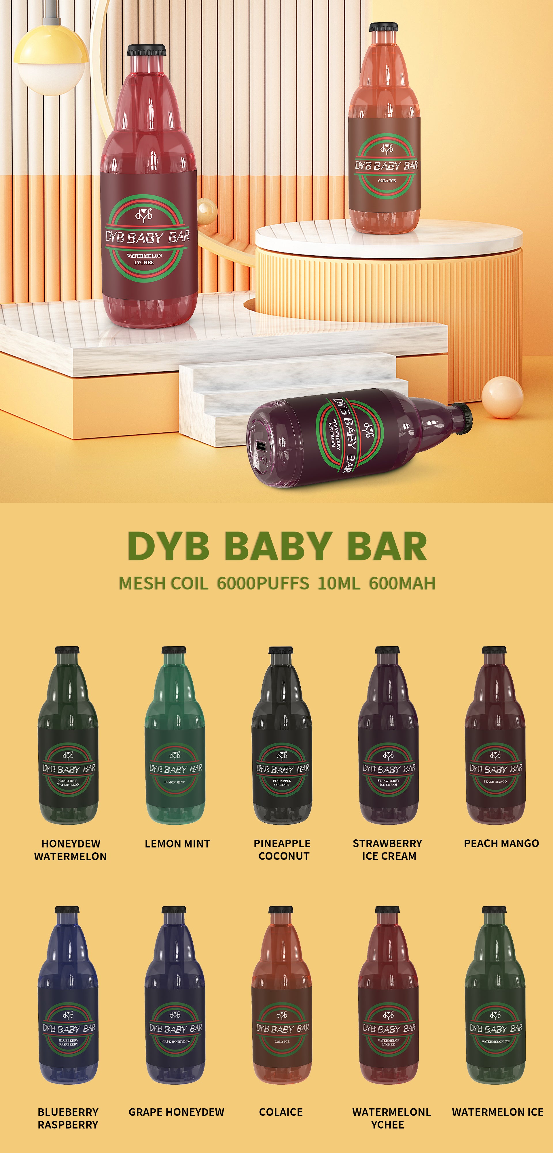 DYB BABY BAR 6000 Puffs Disposable Vape Wholesale - Vapz Vape Wholesale