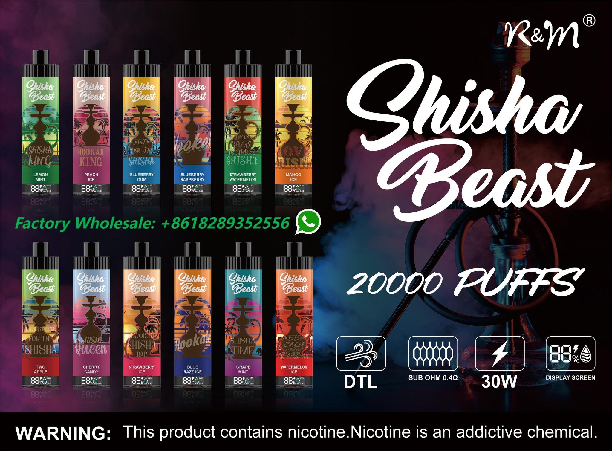 R&M ShiSha Beast 20000 Puffs Disposable Vape Wholesale - Vapz Vape Wholesale