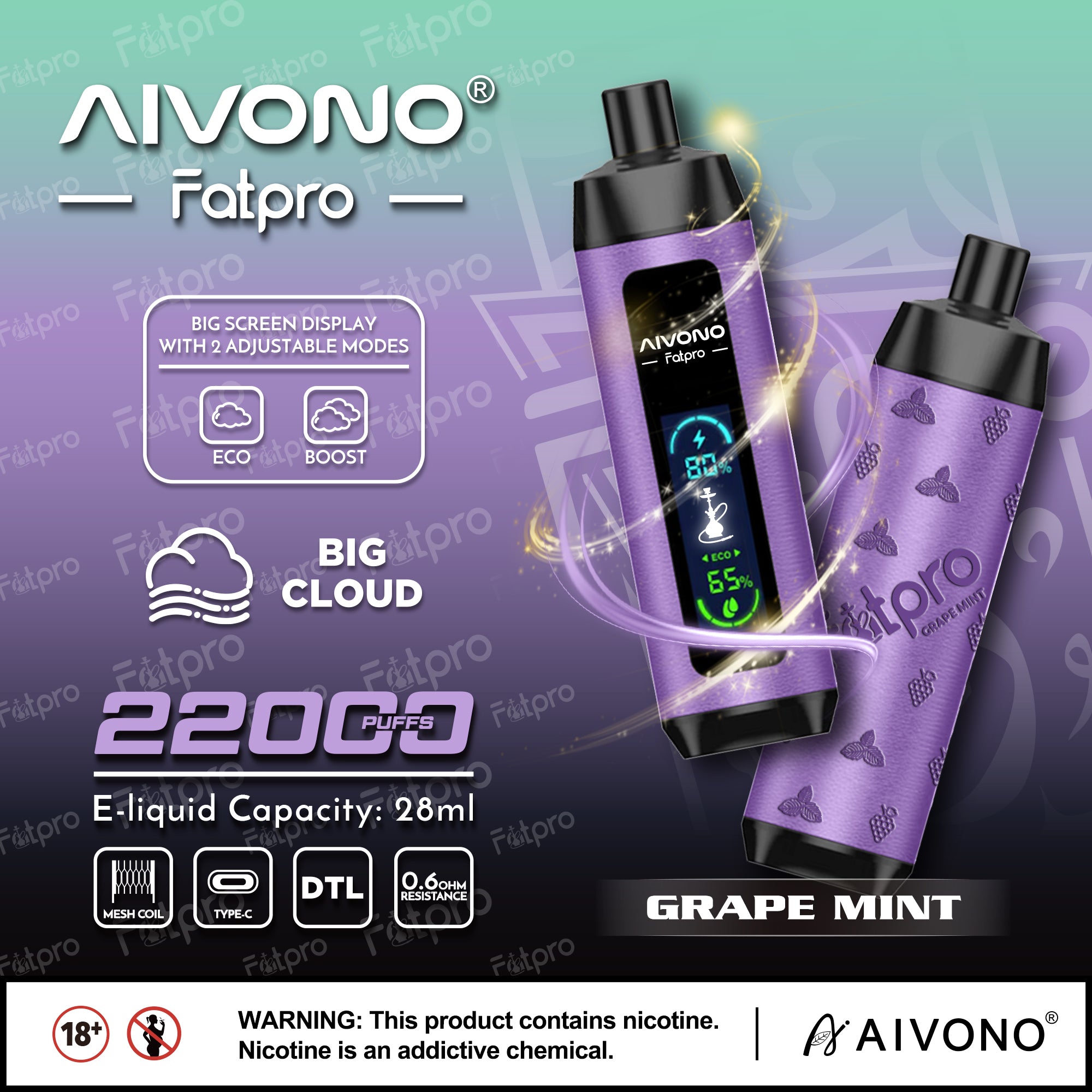 AIVONO FATPRO 22000 Puffs Disposable Vape Wholesale