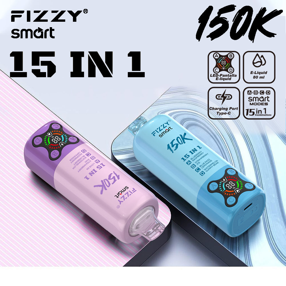 EU Warehouse FIZZY SMART 15 IN 1 150k Puffs 80ml Disposable Vape Whole Vapz Vape Wholesale EU Warehouse FIZZY SMART 15 IN 1 150k Puffs 80ml Disposable Vape Whole Vapz Vape Wholesale