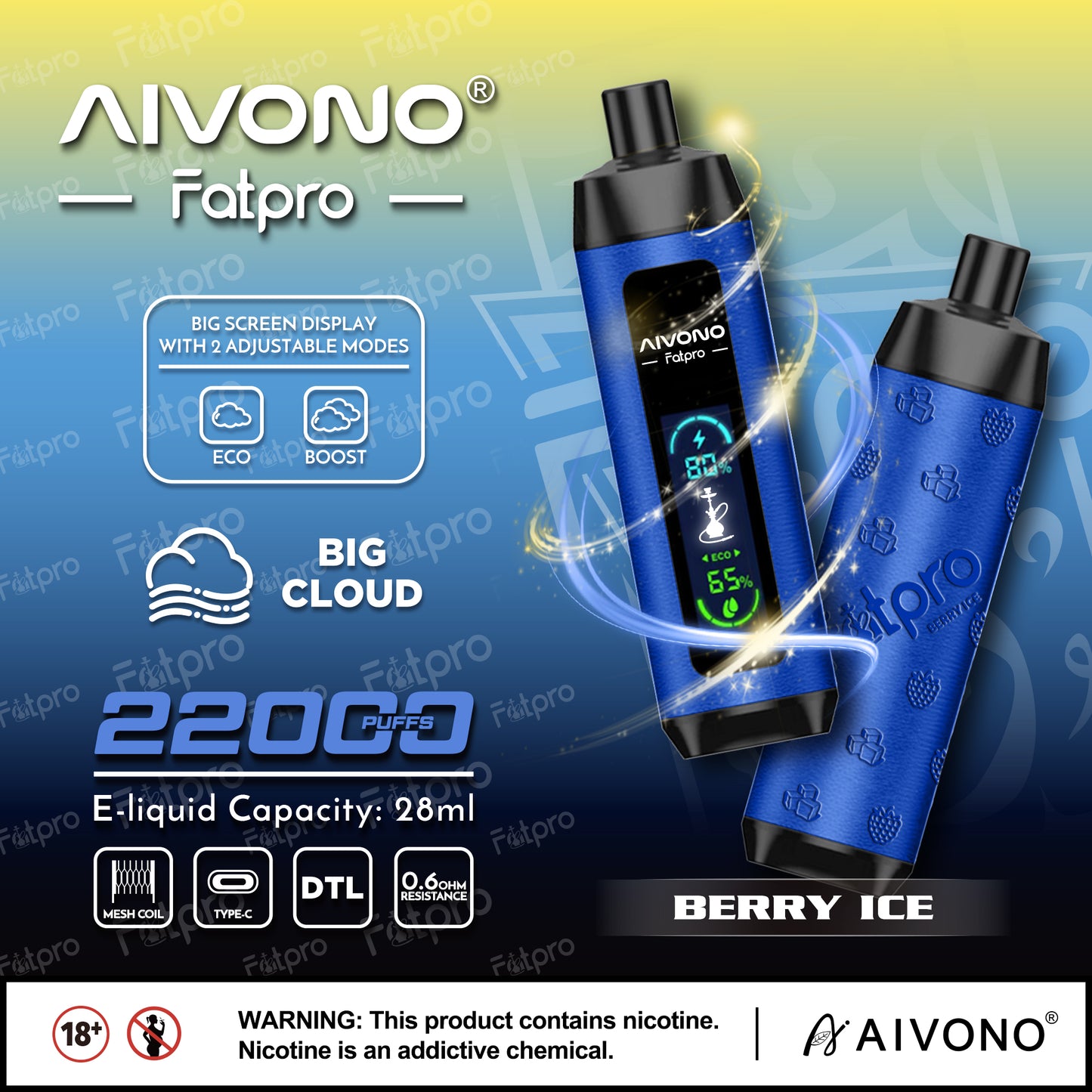 AIVONO FATPRO 22000 Puffs Disposable Vape Wholesale