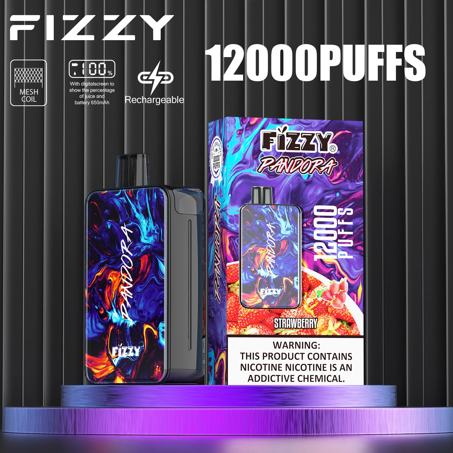 Fizzy PANDORA  12000 Puffs Disposable  Vape Wholesale