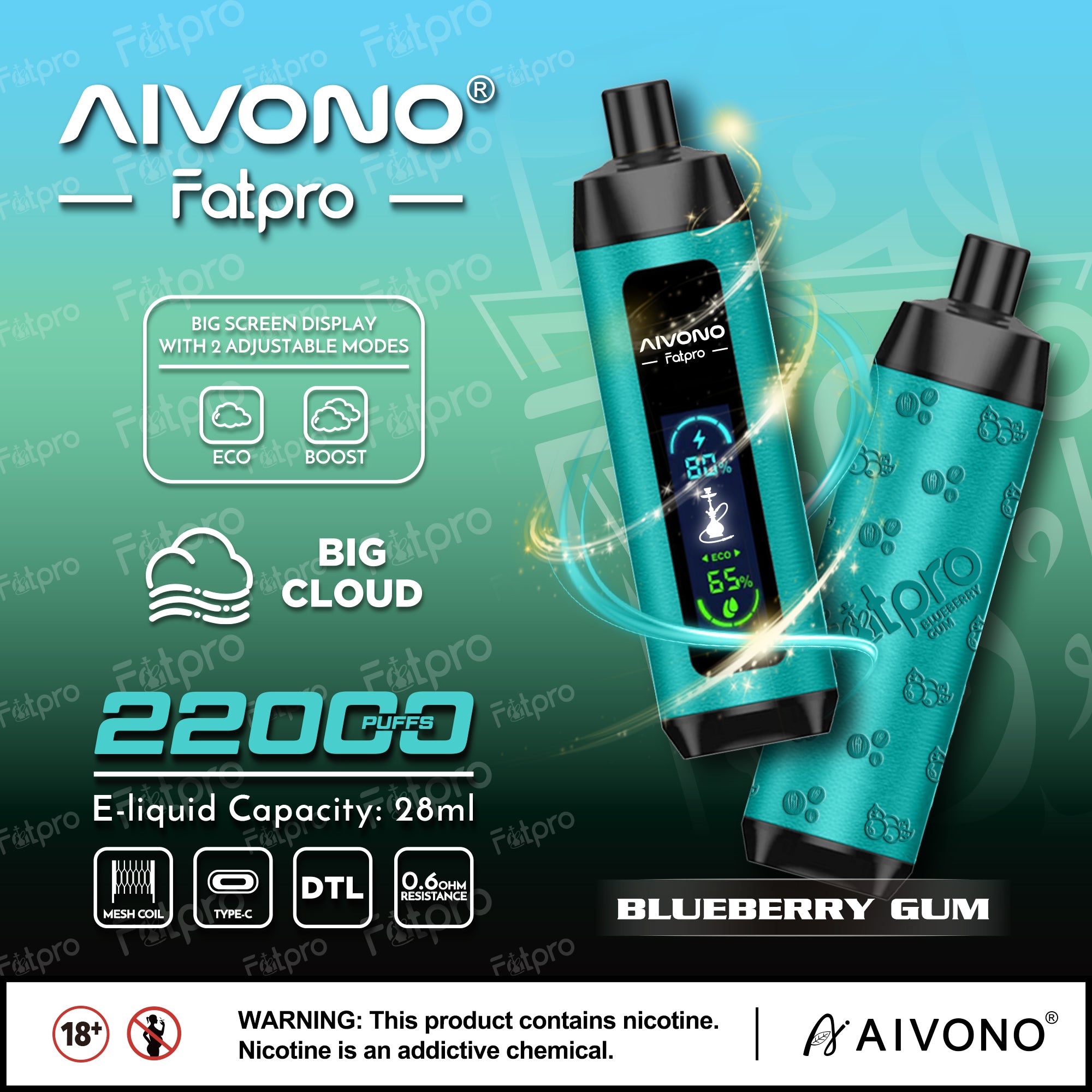 AIVONO FATPRO 22000 Puffs Disposable Vape Wholesale