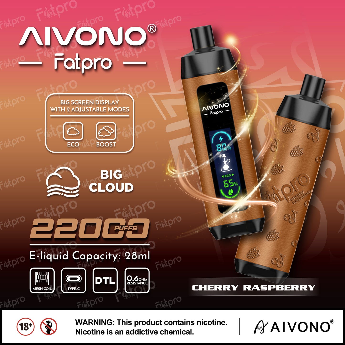 AIVONO FATPRO 22000 Puffs Disposable Vape Wholesale