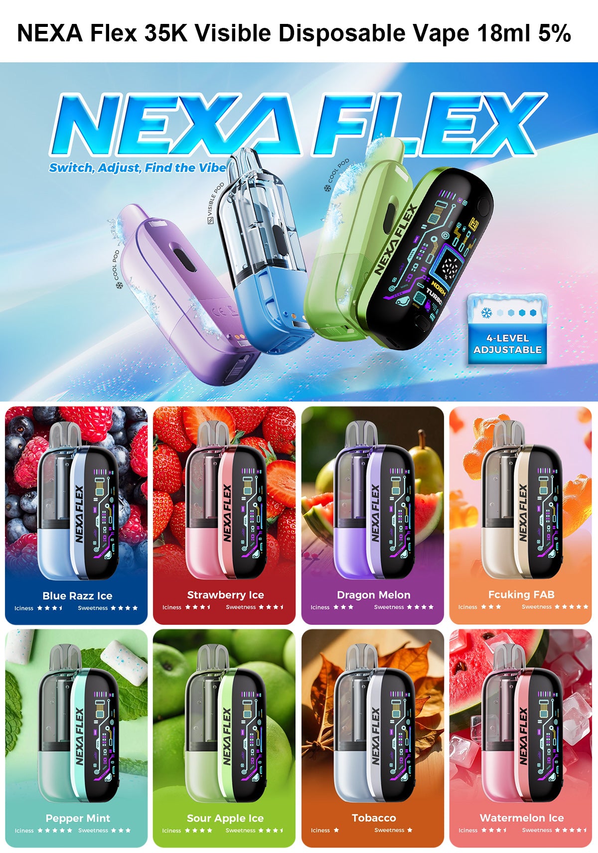 Nexa Flex Flavor Booster 40000 Puffs Ice Master Disposable Vape Wholesale