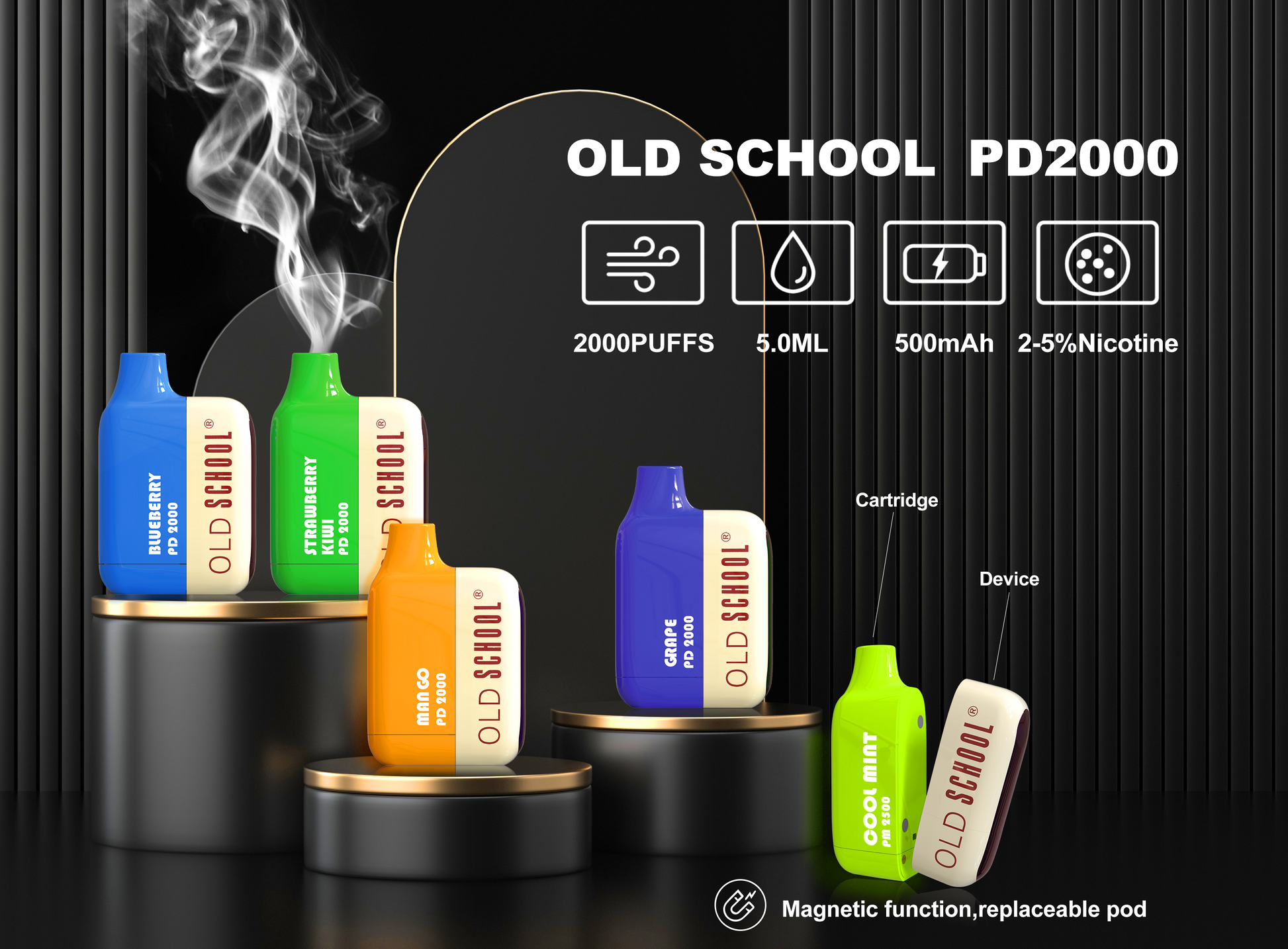 OLD School PD2000 Puffs Disposable Vape Wholesale - Vapz Vape Wholesale