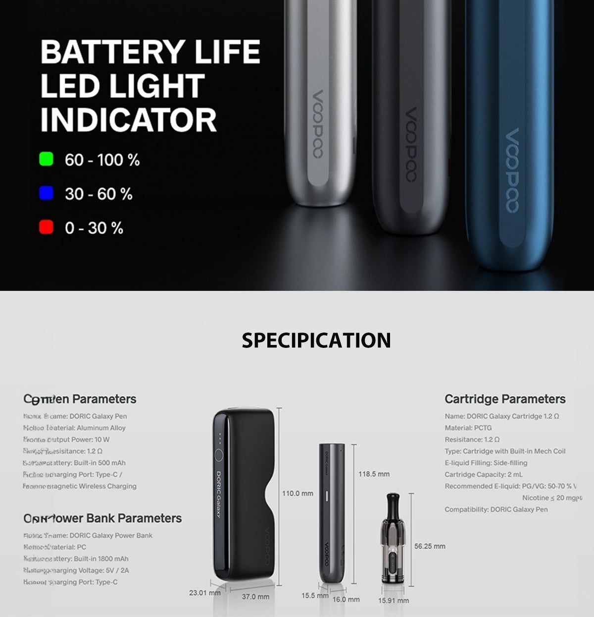 VOOPOO Doric Galaxy Pod Device System with Power Bank Wholesale - Vapz Vape Wholesale