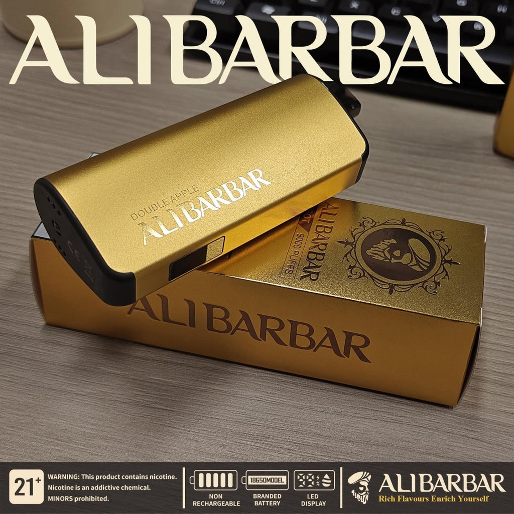 Alibarbar Ingot 9000 vape product, durable disposable vape gold bar, courier