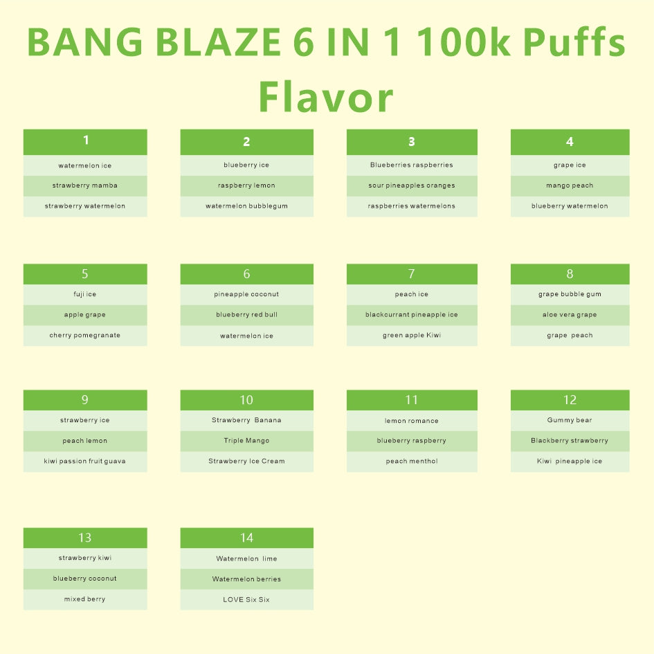 EU Warehouse BANG BLAZE 6 IN 1 100k Puffs Disposable Vape Wholesale - [VapzVape]
