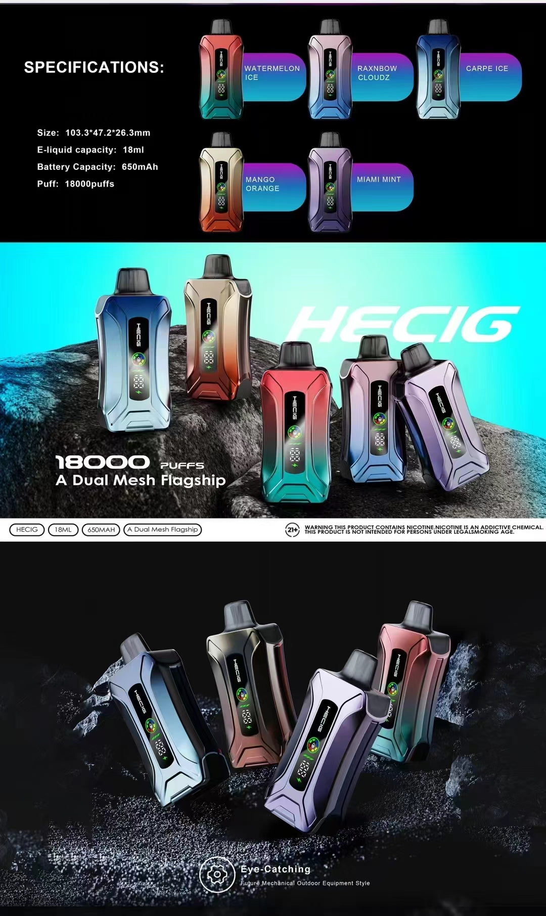 HECIG 18000  Puffs Disposable Vape Wholesale - Vapz Vape Wholesale