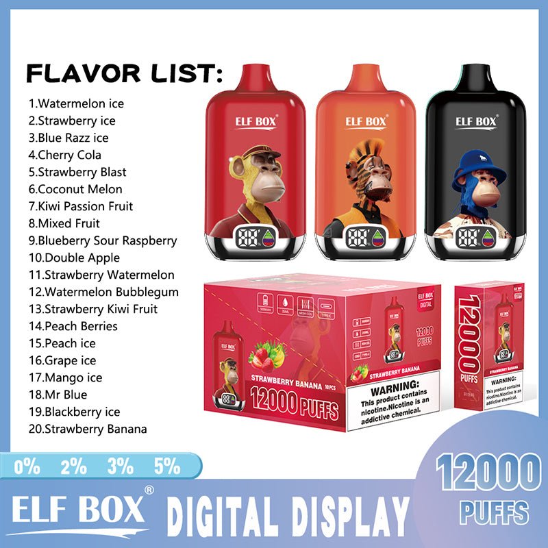 ELF BOX Digital 12000 Puffs Disposable Vape Wholesale - Vapz Vape Wholesale