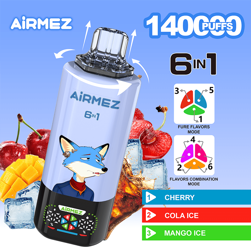 EU Warehouse Airmez FOX 6 IN 1 140k Puffs Disposable Vape Wholesale Vapz Vape Wholesale EU Warehouse Airmez FOX 6 IN 1 140k Puffs Disposable Vape Wholesale Vapz Vape Wholesale