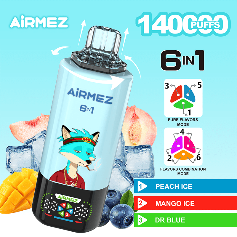 EU Warehouse Airmez FOX 6 IN 1 140k Puffs Disposable Vape Wholesale Vapz Vape Wholesale EU Warehouse Airmez FOX 6 IN 1 140k Puffs Disposable Vape Wholesale Vapz Vape Wholesale