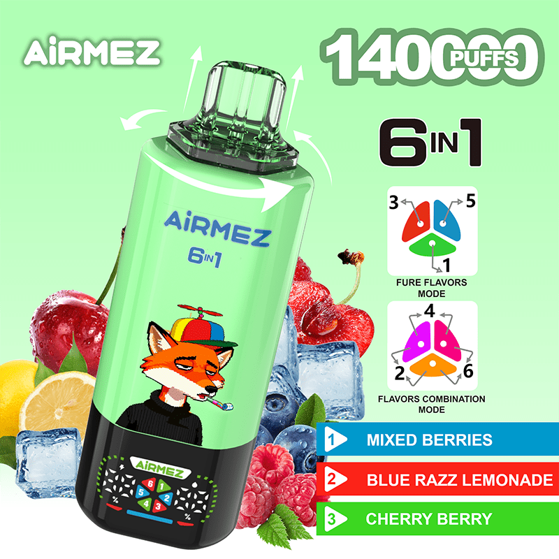 EU Warehouse Airmez FOX 6 IN 1 140k Puffs Disposable Vape Wholesale Vapz Vape Wholesale EU Warehouse Airmez FOX 6 IN 1 140k Puffs Disposable Vape Wholesale Vapz Vape Wholesale