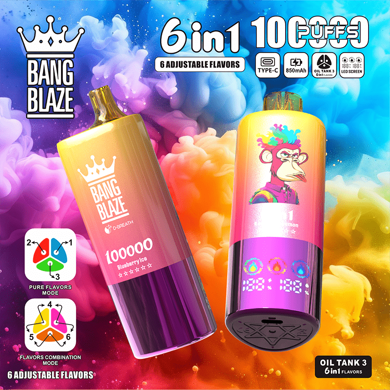 EU Warehouse BANG BLAZE 6 IN 1 100k Puffs Disposable Vape Wholesale Vapz Vape Wholesale EU Warehouse BANG BLAZE 6 IN 1 100k Puffs Disposable Vape Wholesale Vapz Vape Wholesale