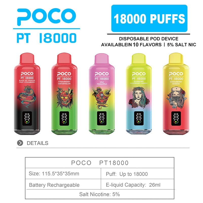 EU Warehouse POCO PT 18000 Puffs Disposable Vape Wholesale Vapz Vape Wholesale EU Warehouse POCO PT 18000 Puffs Disposable Vape Wholesale Vapz Vape Wholesale