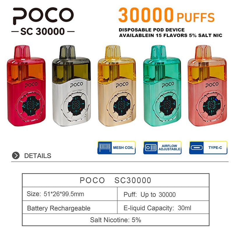 EU Warehouse POCO SC 30000 Puffs Disposable Vape Wholesale Vapz Vape Wholesale EU Warehouse POCO SC 30000 Puffs Disposable Vape Wholesale Vapz Vape Wholesale