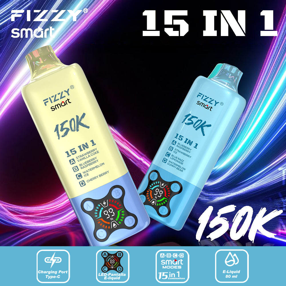 EU Warehouse FIZZY SMART 15 IN 1 150k Puffs 80ml Disposable Vape Whole Vapz Vape Wholesale EU Warehouse FIZZY SMART 15 IN 1 150k Puffs 80ml Disposable Vape Whole Vapz Vape Wholesale