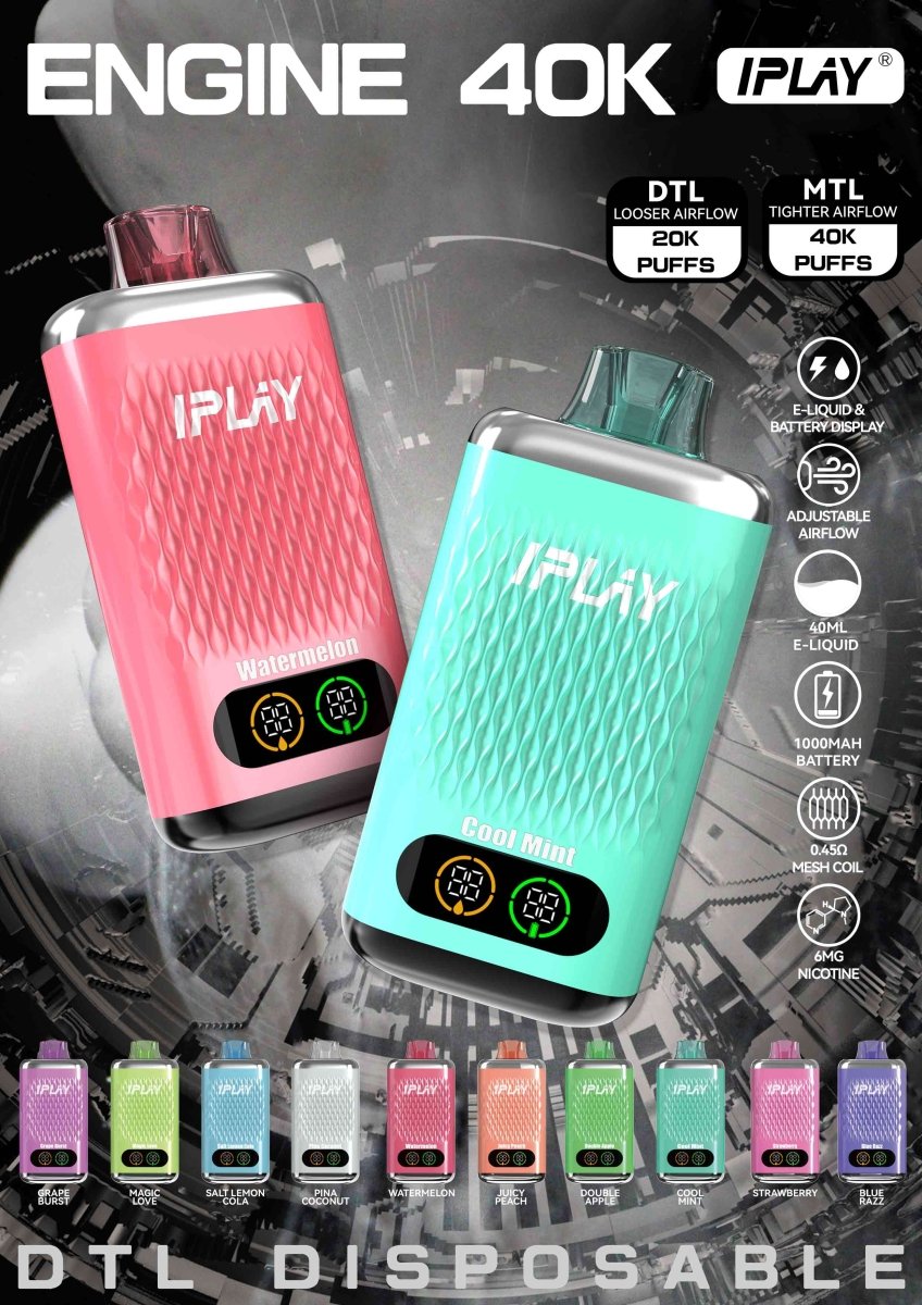 IPLAY ENGINE 40000 Puffs Disposable Vape Wholesale Vapz Vape Wholesale IPLAY ENGINE 40000 Puffs Disposable Vape Wholesale Vapz Vape Wholesale