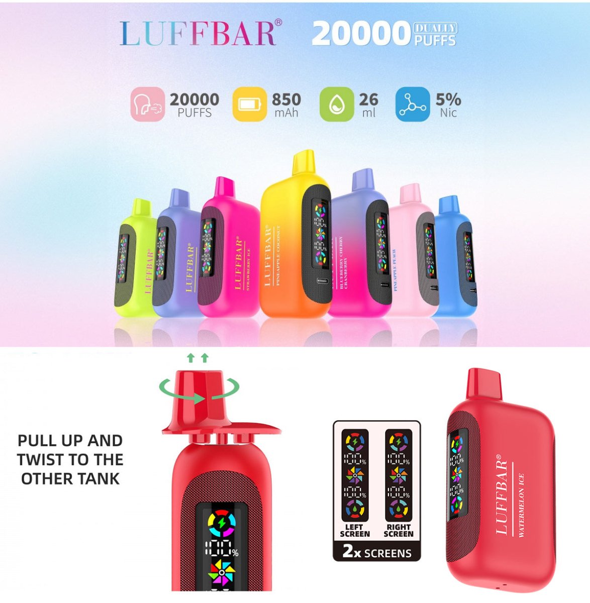 LUFFBAR Dually 20000 Puffs Disposable Vape Wholesale - Vapz Vape Wholesale