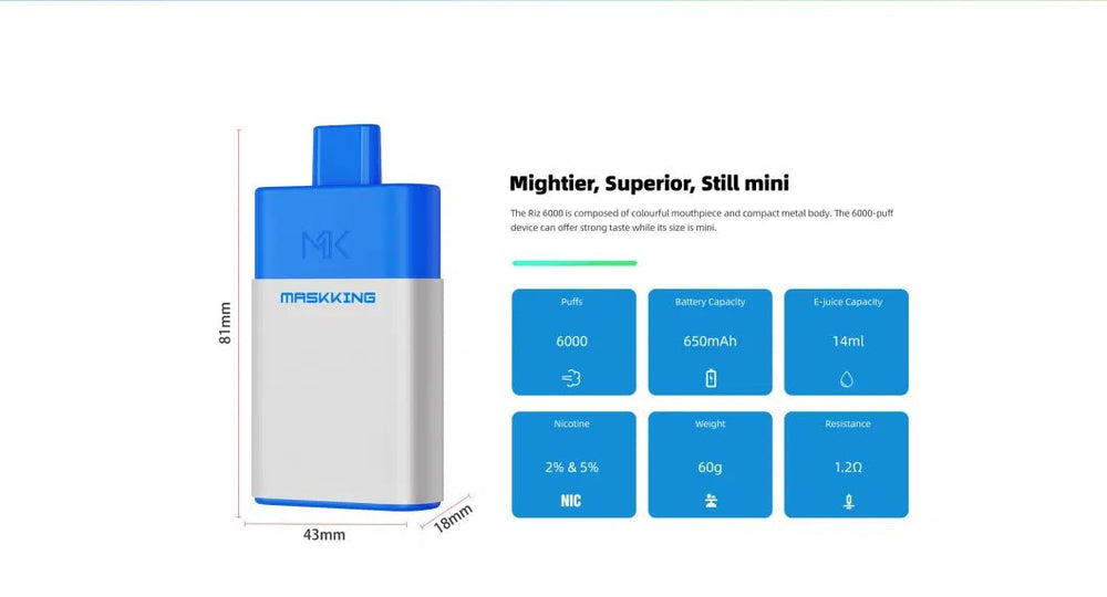 Maskking Riz 6000 Puffs Disposable Vape Wholesale - [VapzVape]