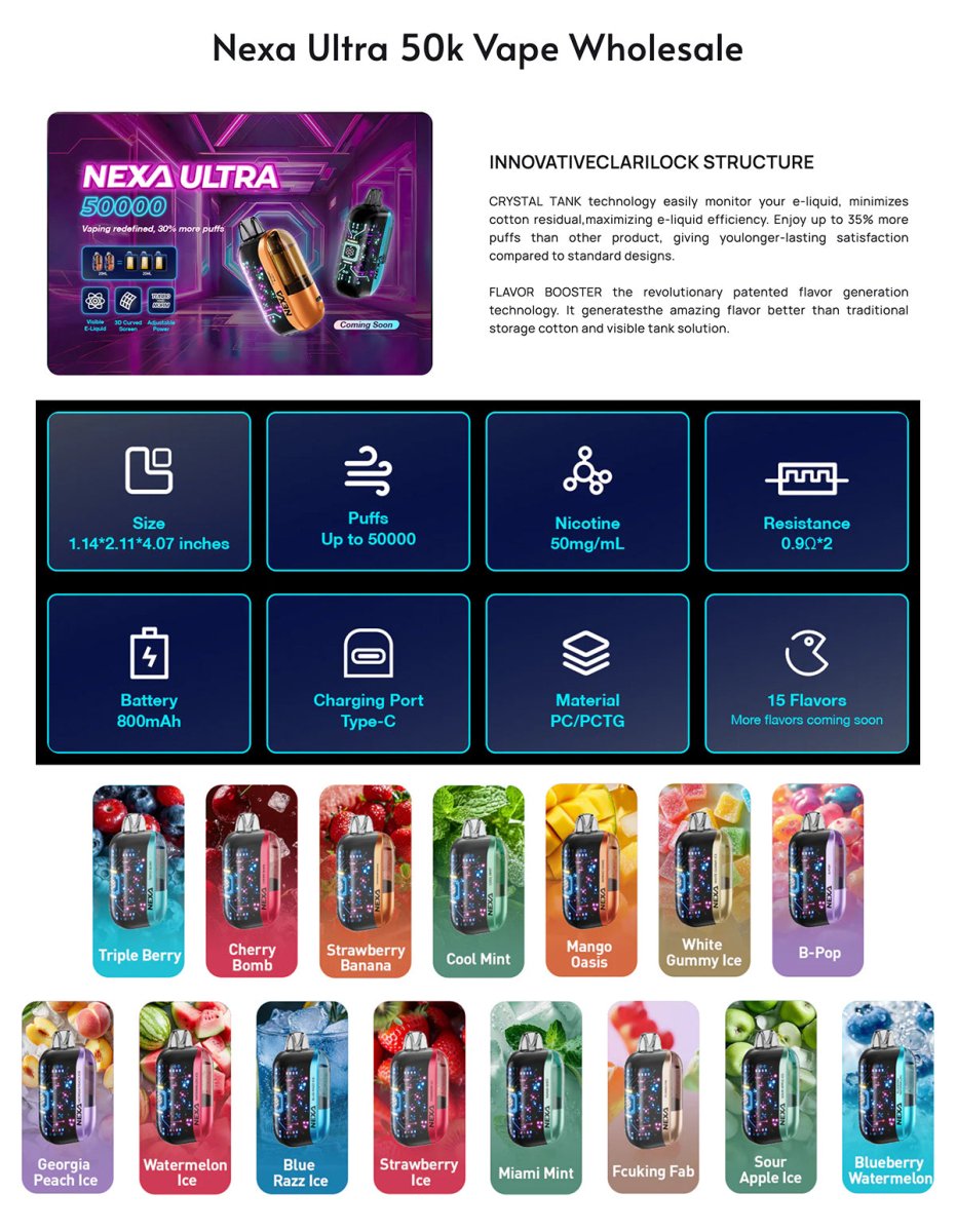 NEXA Ultra 50000 Puffs Disposable Vape Wholesale Vapz Vape Wholesale NEXA Ultra 50000 Puffs Disposable Vape Wholesale Vapz Vape Wholesale