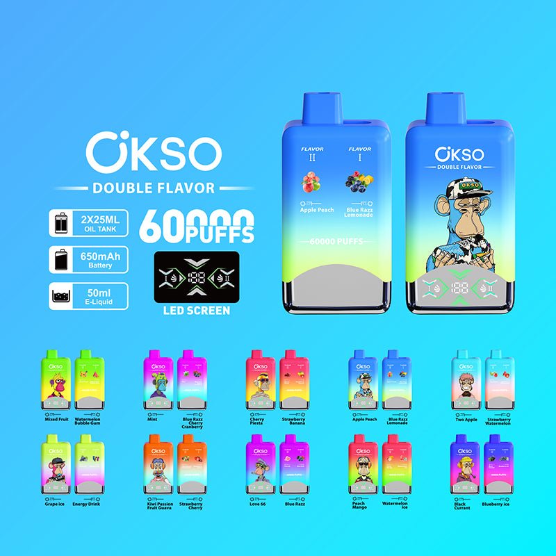 OKSO Double Flavors 60000 Puffs Disposable Vape Wholesale Vapz Vape Wholesale OKSO Double Flavors 60000 Puffs Disposable Vape Wholesale Vapz Vape Wholesale