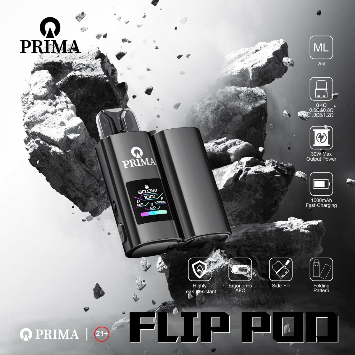 PRIMA FLIp POD 2ml Refillable Vape Wholesale - Vapz Vape Wholesale