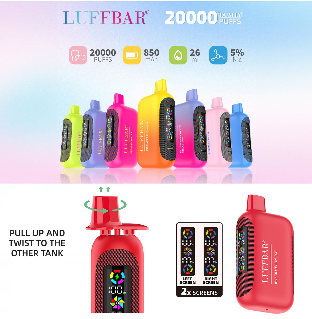 LUFFBAR Dually 20000 Puffs Disposable Vape Wholesale