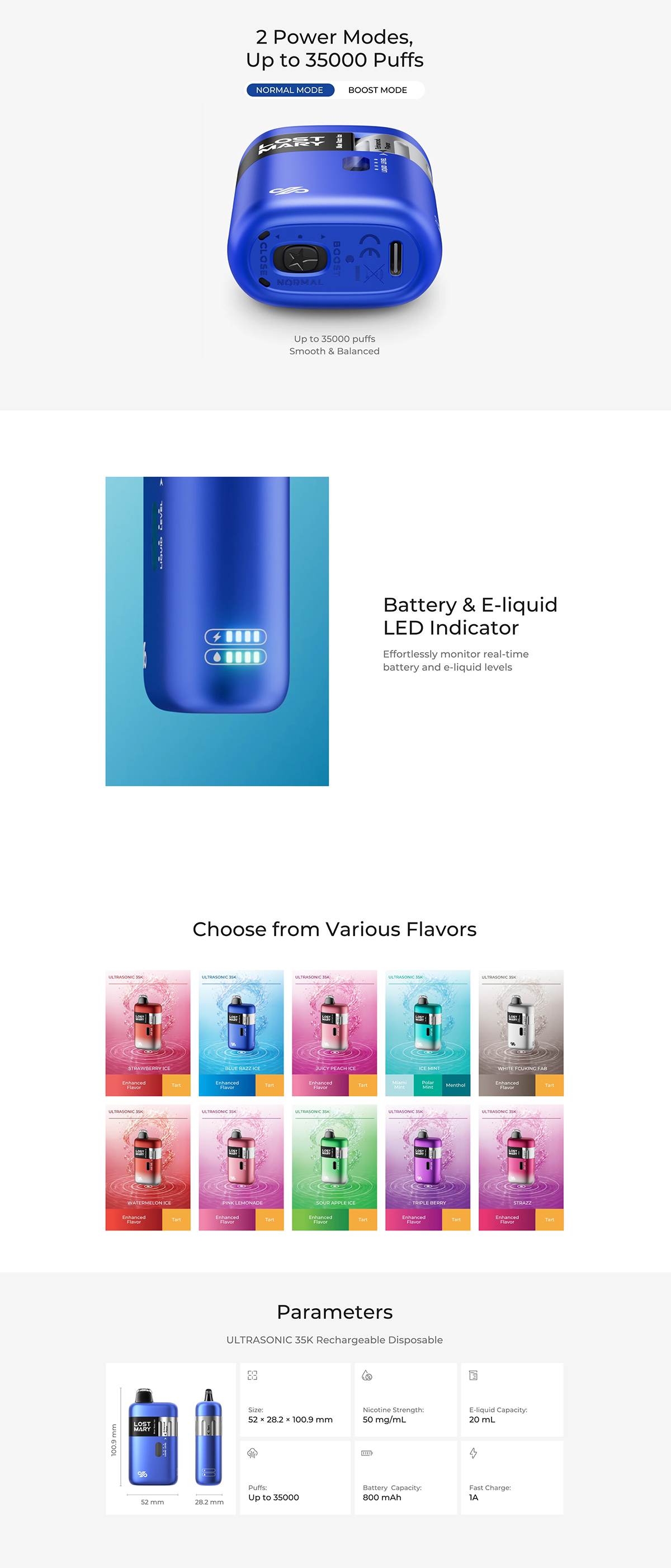 Lost Mary Ultrasonic 35000 Puffs Disposable Vape Wholesale - Vapz Vape Wholesale