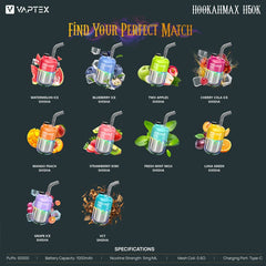 VAPTEX HOOK AHMAX H50000 Puffs Disposable Vape Wholesale - [VapzVape]