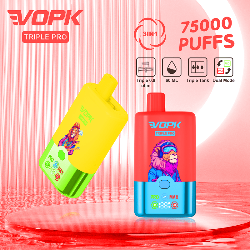 60k Puff Disposable Vape VOPK Triple 60000 Puff Disposable Vape 60k 3in1  Flavor Smart Display Bang